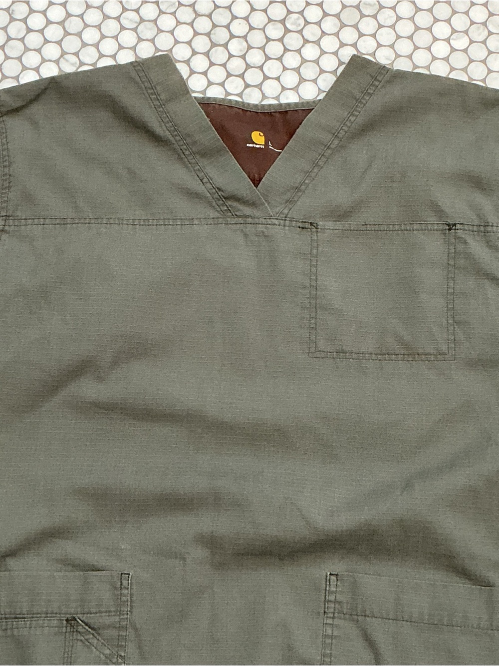 Carhartt Ripstop Men’s V-Neck Utility Scrub Top Olive Green Size L